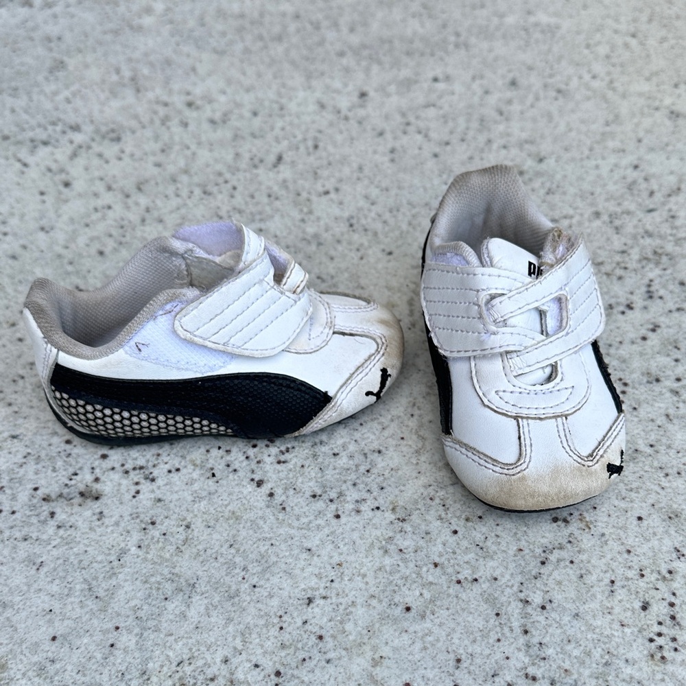 Puma Baby White and Black Walkers